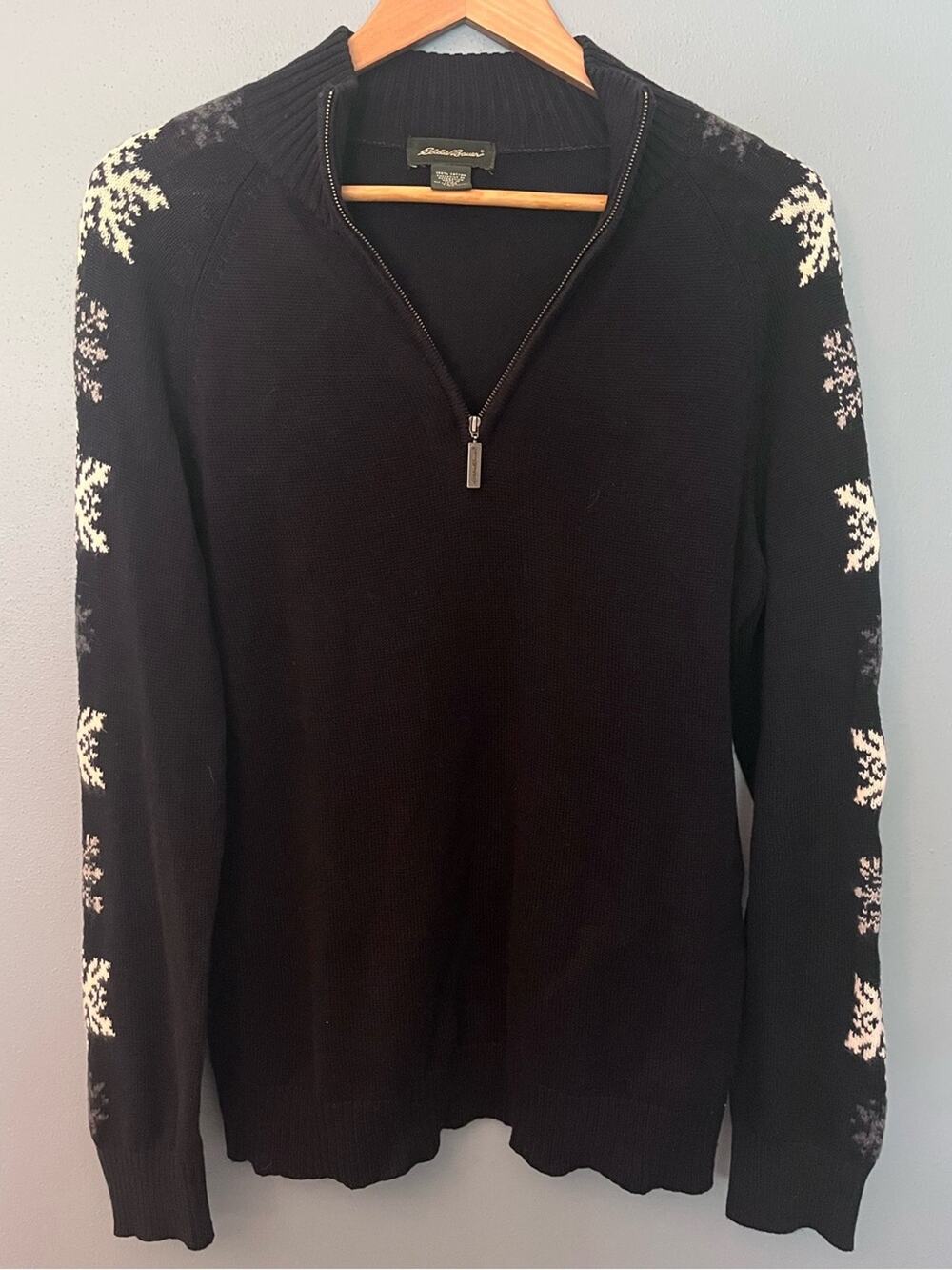 Eddie Bauer Quarter Zip Snowflake Sweater